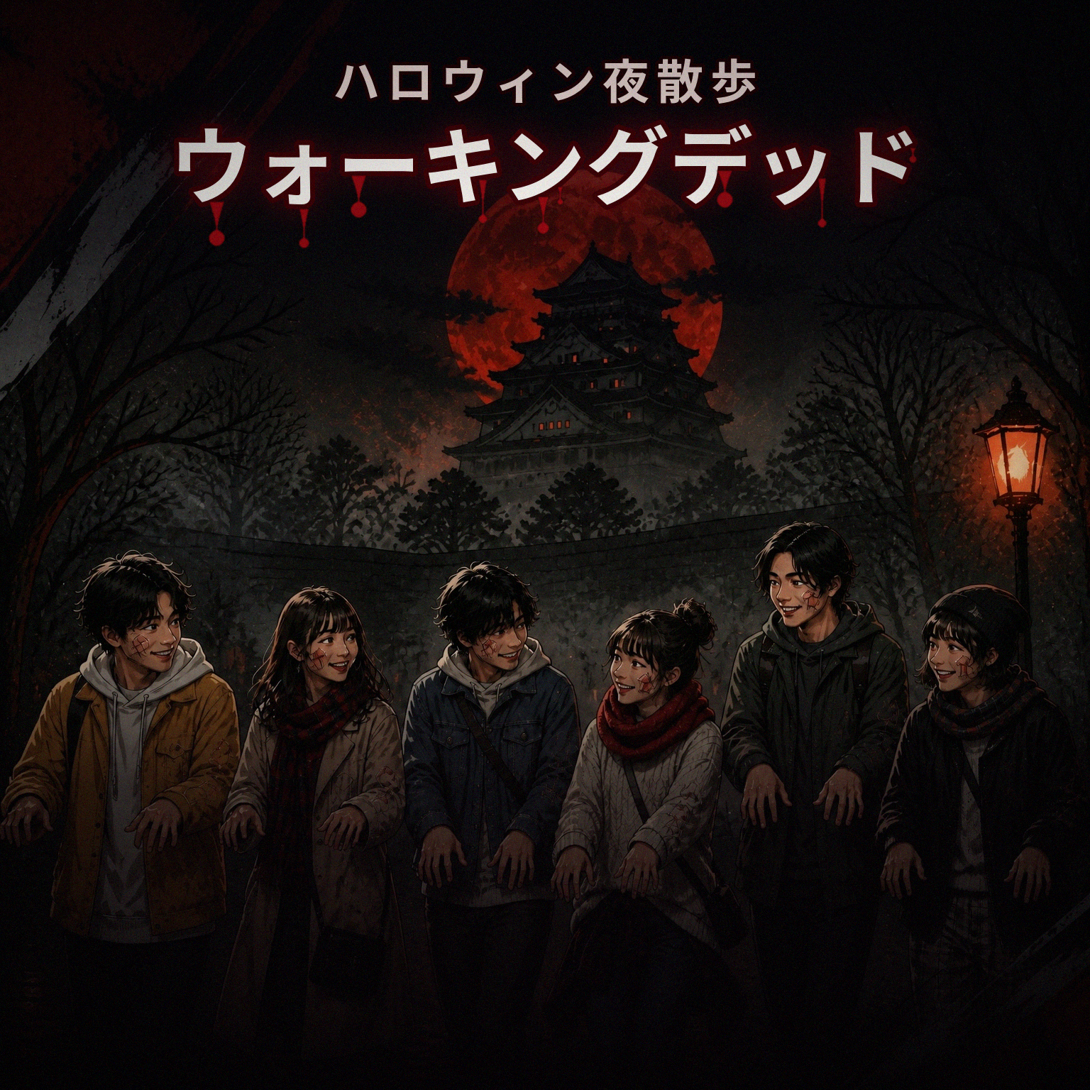 大阪城の夜、ゾンビが歩いてる。🧟 ハロウィン夜散歩「ウォーキングデッド」