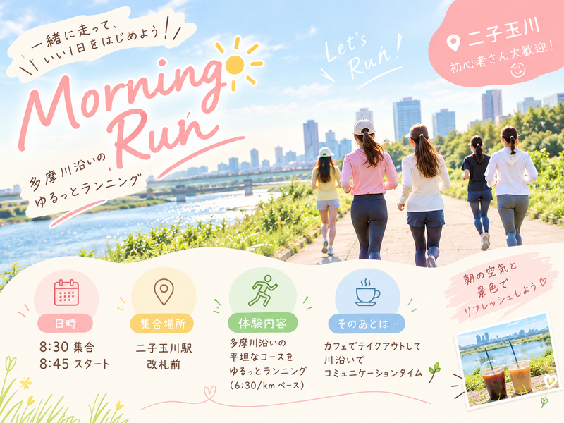 【10/21開催】二子玉川モーニングラン🏃‍♀️朝活してみんなで有意義な時間を過ごそう🌿初心者・おひとり様大歓迎👏