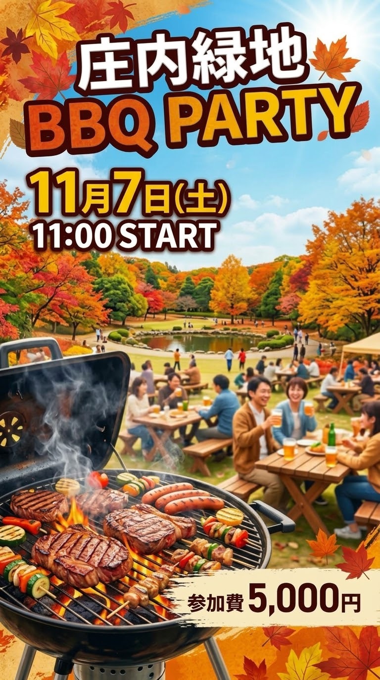 庄内緑地公園でバーベキュー🍖
いろんな会社員同士で仲良く友達作ろう🤝