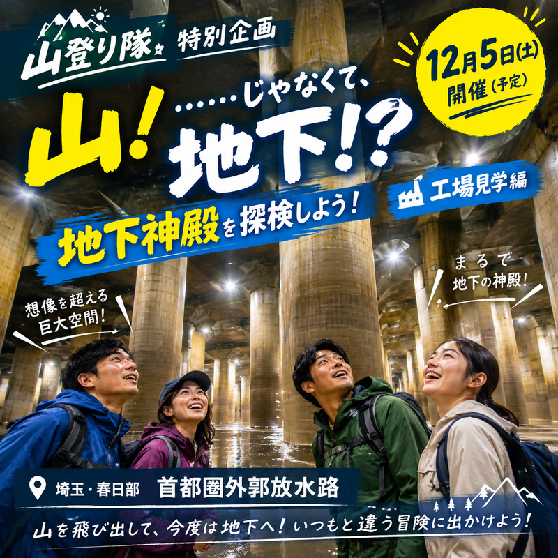 ★予告★【山登り隊・特別企画】まるで地下神殿！Let's 巨大地下空間！
～山から地下へ！いつもと違う冒険に出かけよう～