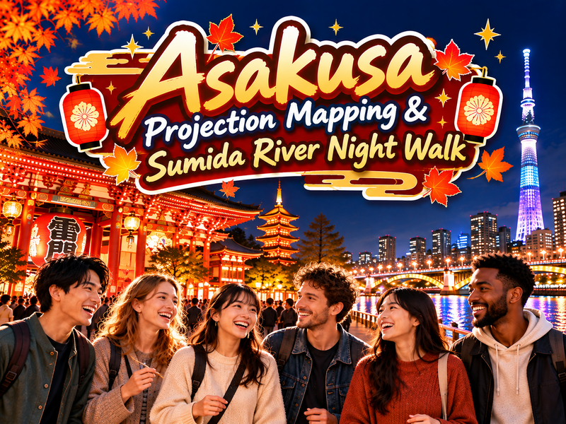 【11/3(火・祝)開催】✨浅草寺プロジェクションマッピング＆隅田川ナイトウォーク🌙夜景を楽しみながら国際交流！