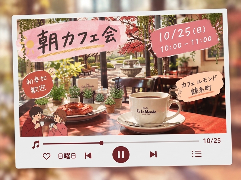 【20代中心】錦糸町の昔ながらのカフェで朝活しませんか？｜上京・1人参加歓迎✨
