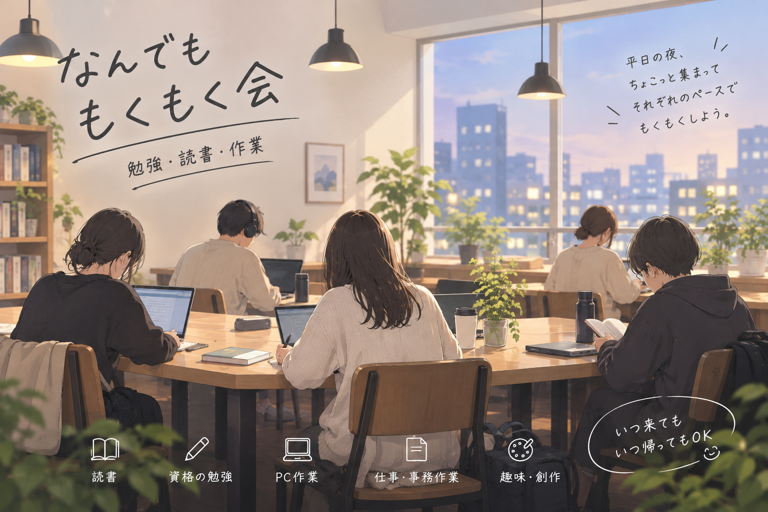休日のなんでももくもく会｜勉強・読書・作業・仕事