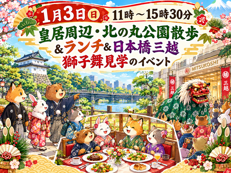 【30代中盤〜40代中心】皇居周辺・北の丸公園散歩&ランチ&日本橋三越獅子舞見学🎍