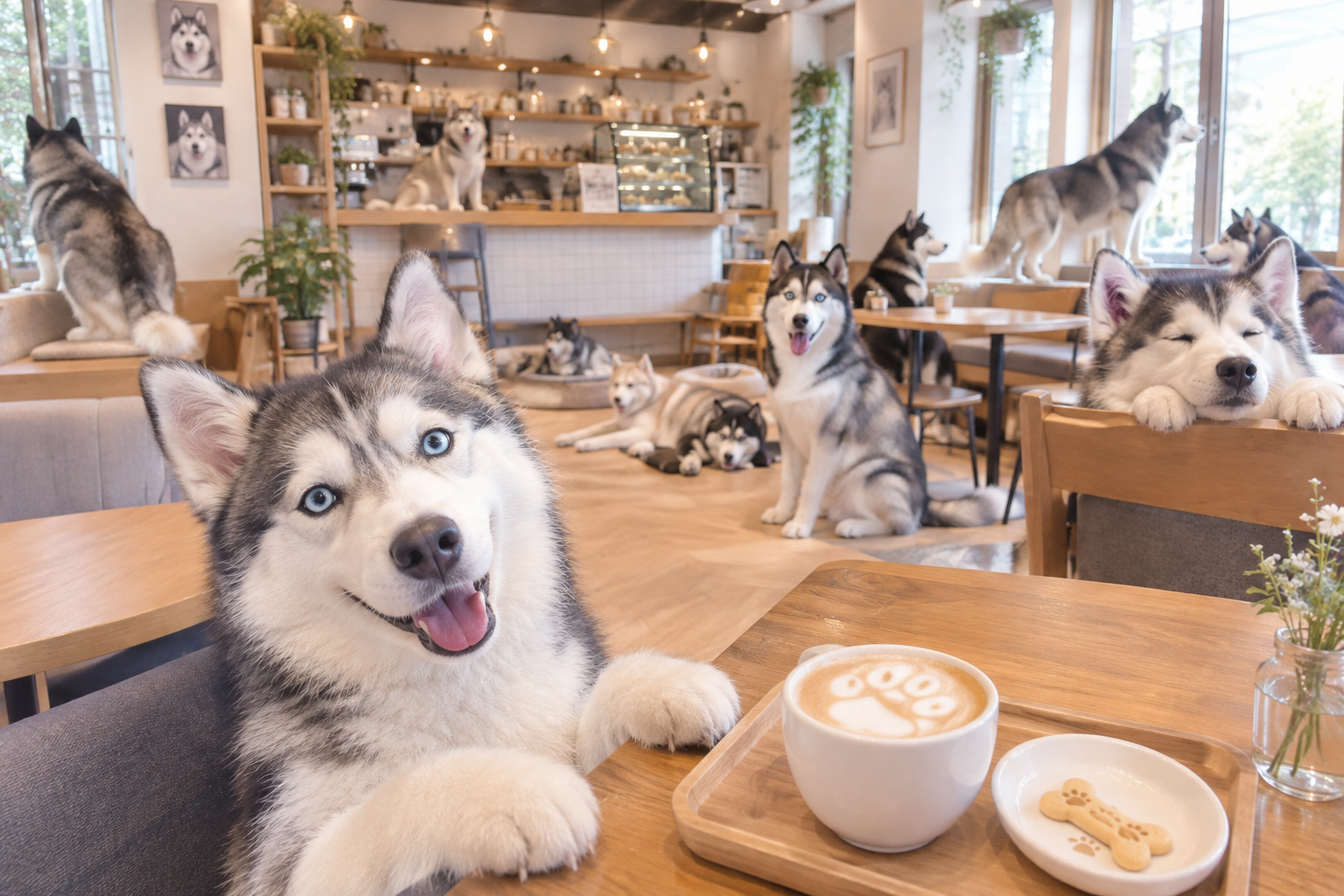 【11/10(火)19:00〜20:00】🤍女子会🖤ハスキーカフェに行こう🐩🐾🦴