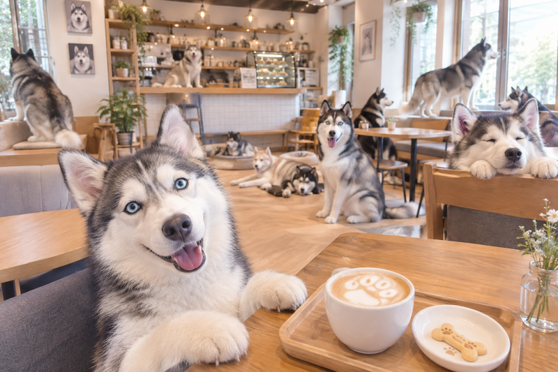 【11/10(火)19:00〜20:00】🤍女子会🖤ハスキーカフェに行こう🐩🐾🦴