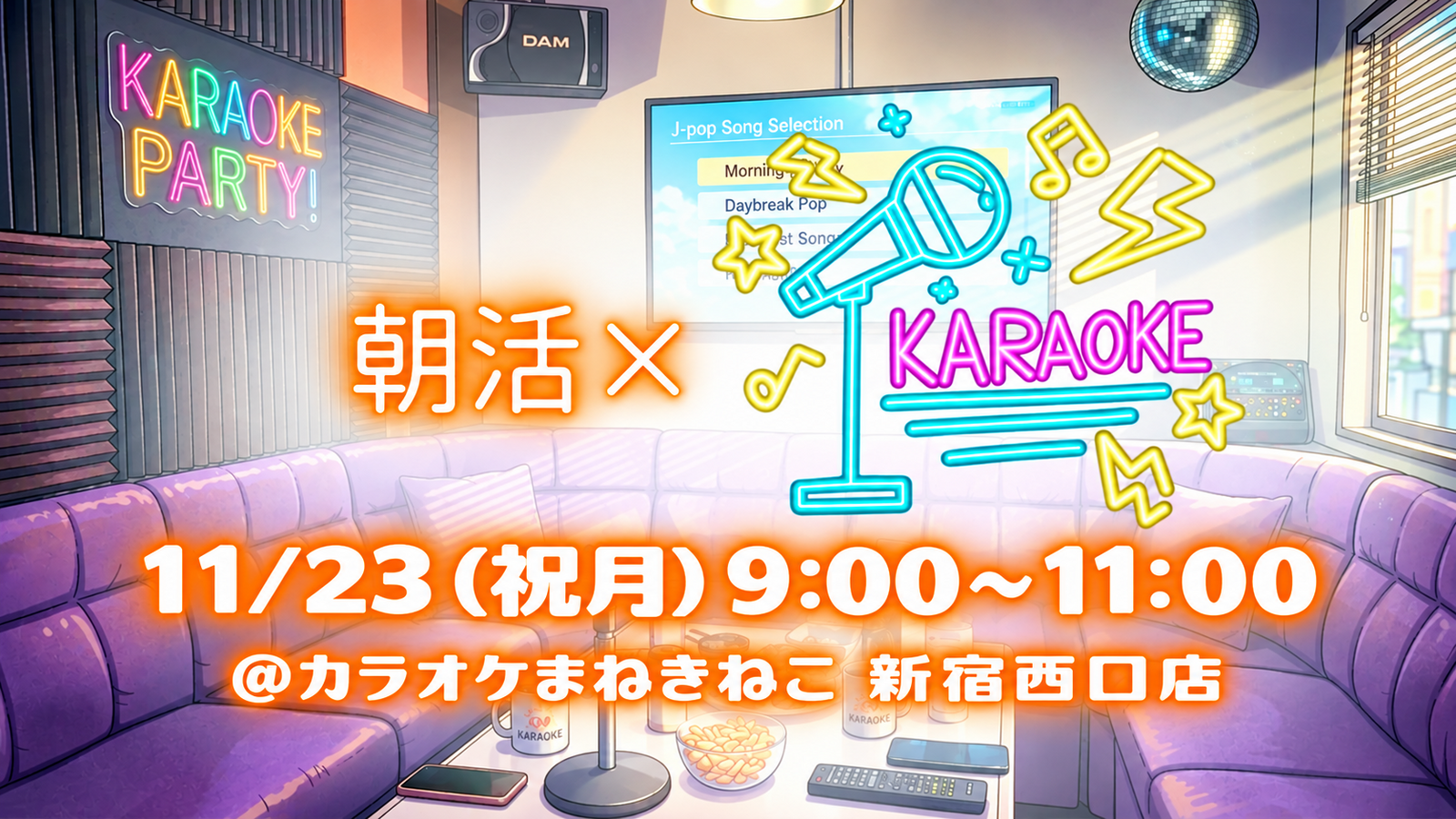 【1人参加大歓迎‼️】朝からゆるっとカラオケ会🎤