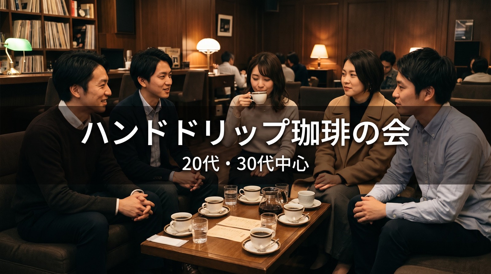 ☕【ハンドドリップ珈琲】銀座駅1分・ジャズが流れるソファー席で日曜の夜カフェ｜20代・30代中心｜1人参加歓迎✨️