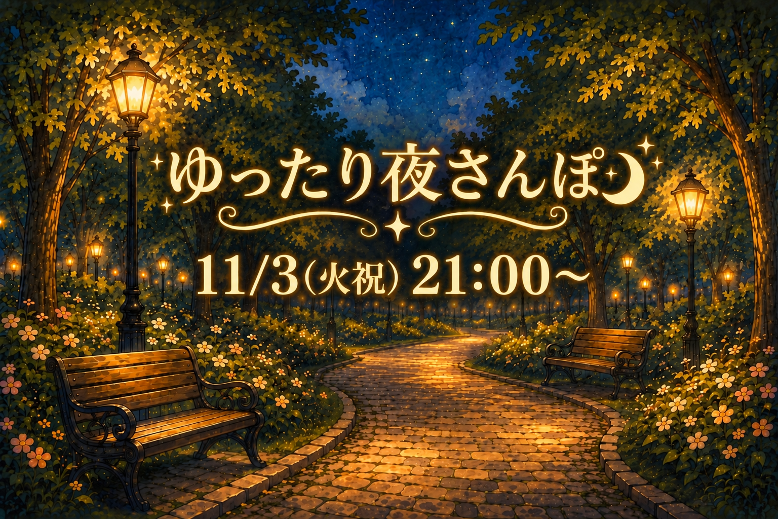 公園でゆったり夜さんぽ🌃🚶🏻
