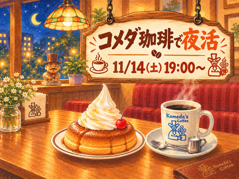 ゆったりコメダ珈琲で夜活☕️‪🌃