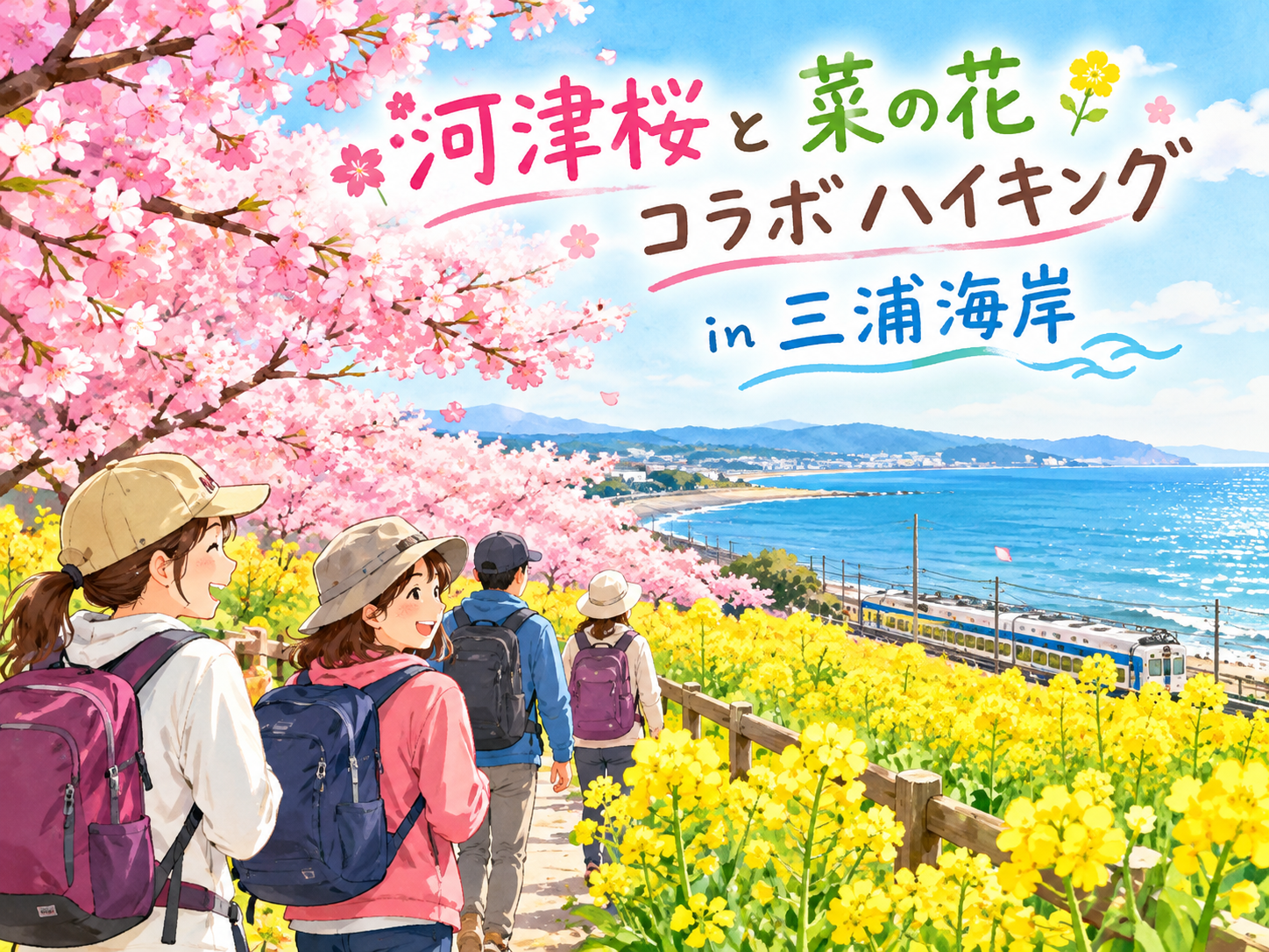 河津桜と菜の花コラボハイキングin三浦海岸