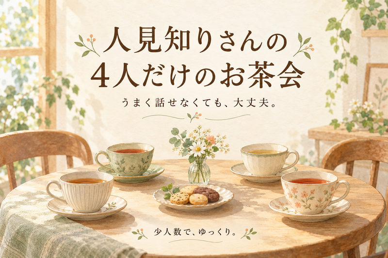 【11/15・渋谷】人見知りさんの、4人だけのお茶会｜うまく話せなくても大丈夫
