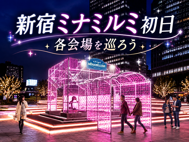 【初日】新宿南口に光の回廊が登場！ミナミルミを散歩しよう