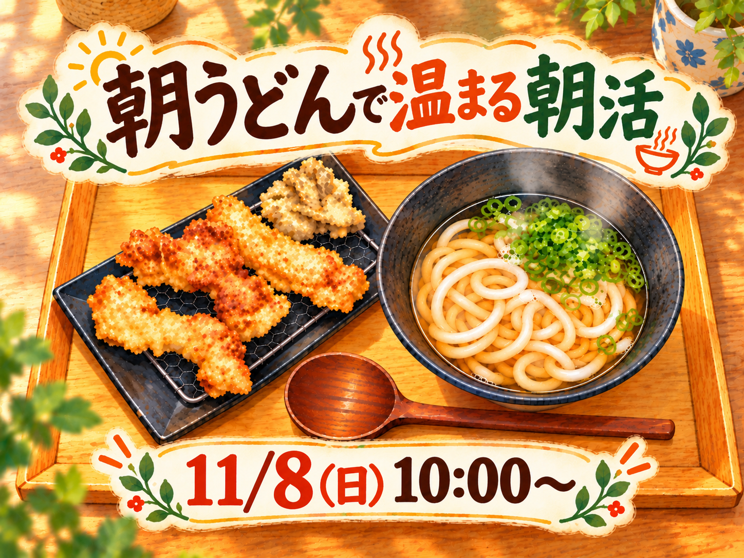 うどんで温まる朝活しよう🍜✨️