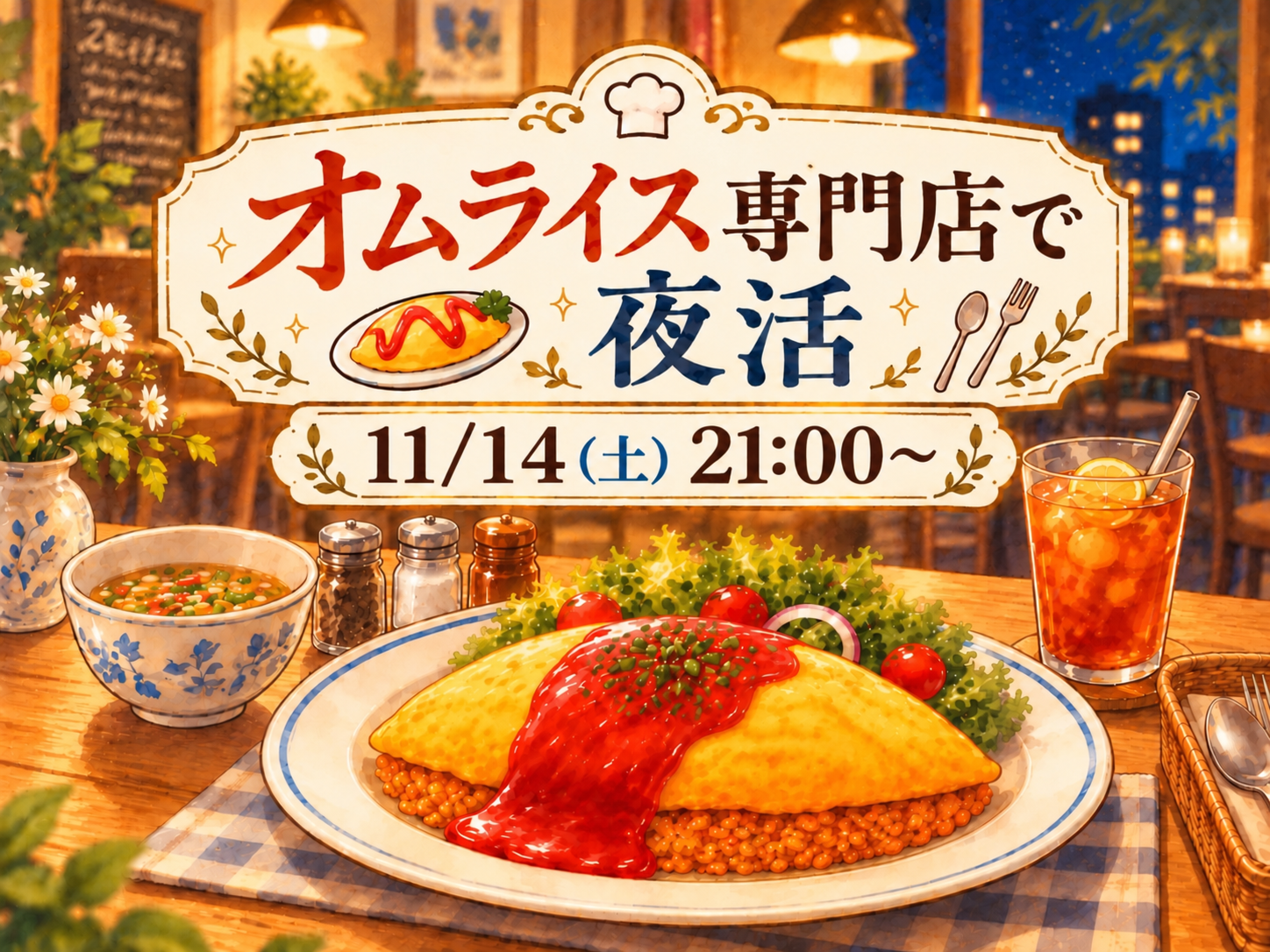 専門店のオムライスで夜活🍳🌃