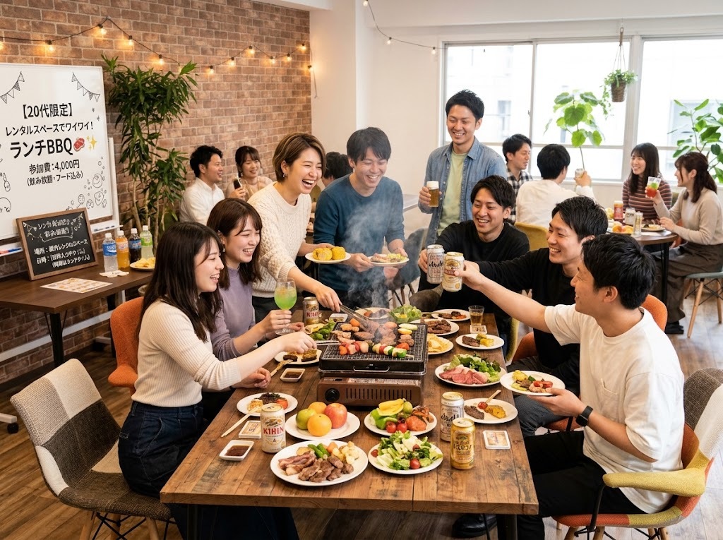 【20代限定】レンスペで屋内ランチBBQ🍖✨みんなでワイワイお肉を焼いて盛り上がろう！［初心者・1人参加大歓迎]