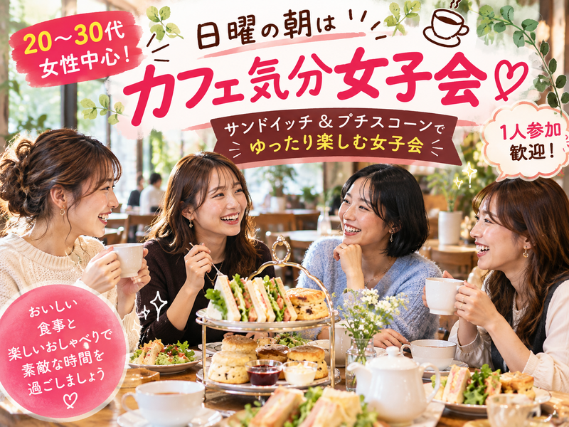 【20〜30代女性｜1人参加歓迎】日曜の朝はカフェ気分🥪ゆったり楽しむ女子会☕