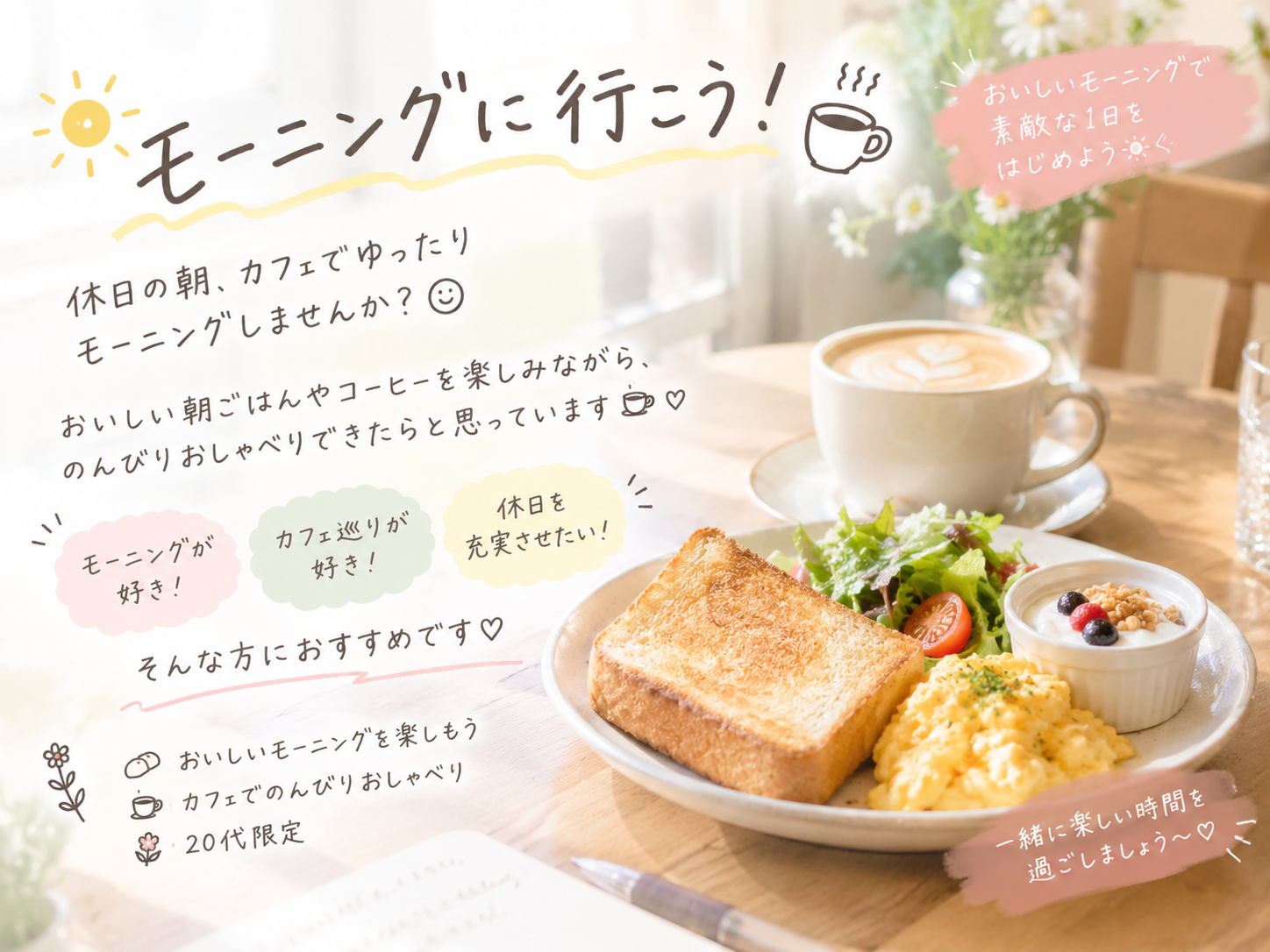 ☀️🥐 朝活モーニングに行こう！☕️🌿