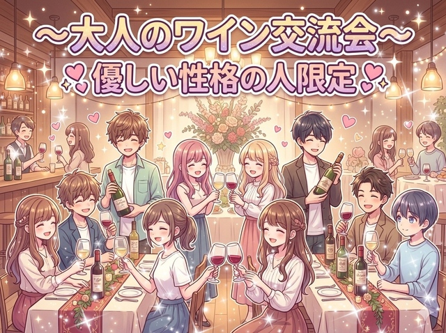【優しい人に囲まれたい女性主催】性格優しい人限定☆この上ない安心感でソムリエ厳選ワイン含むセルフ飲み放題大人ワイン会✨